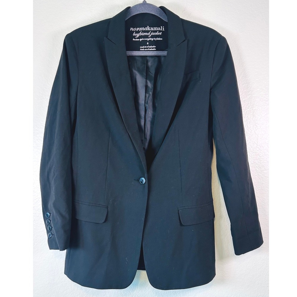 Norma Kamali Boyfriend Jacket Chic Minimalist Scandi Black Blazer SZ 4